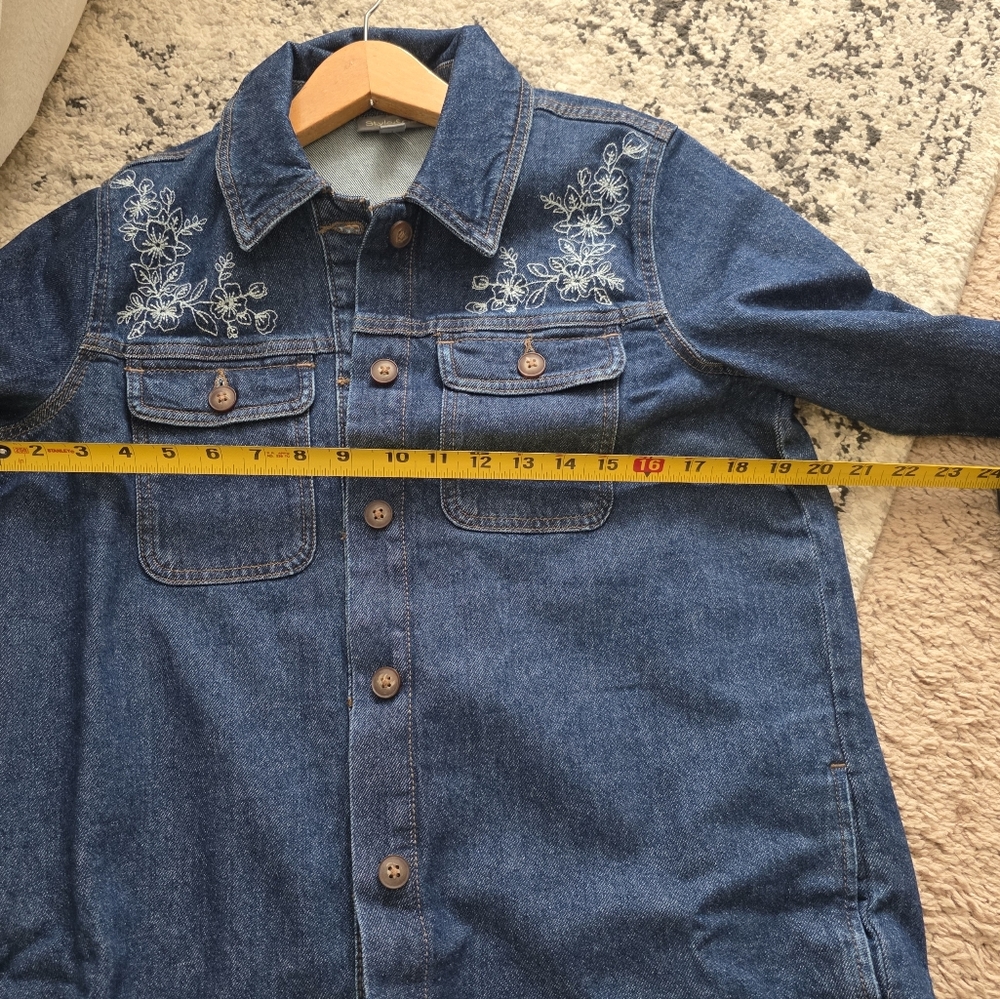 Denim Embroidered Shacket Western Cottage Core Womens M Petite Style & Co NWT - Picture 4 of 7